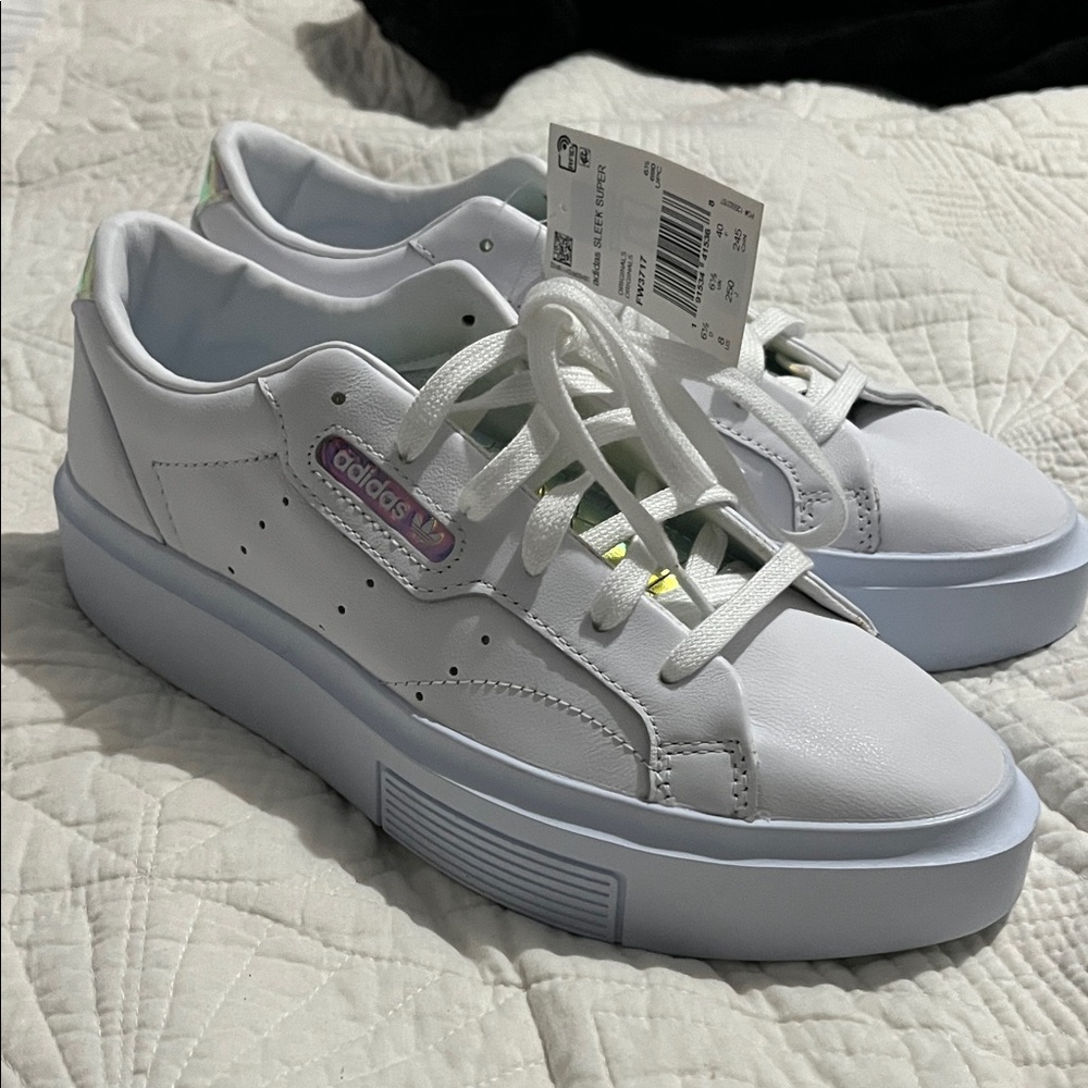 Adidas Women's White and Purple Sneakers